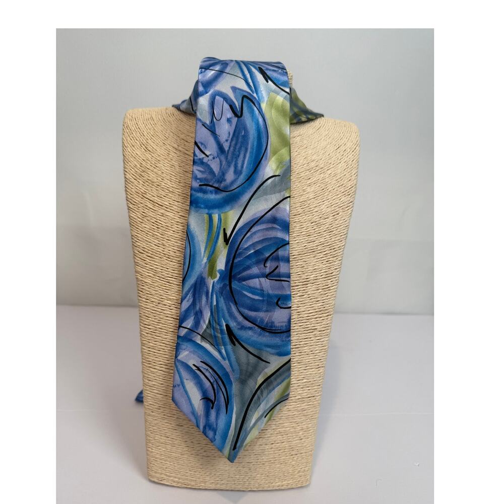 J Garcia Carousel Limited Edition Silk Tie Collection 46 Blue Green Abstract